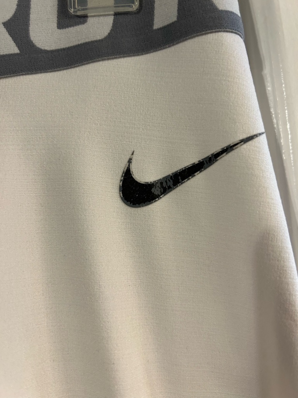 Nike White Compression Leggings with Black Swoosh - Picture 2 of 7